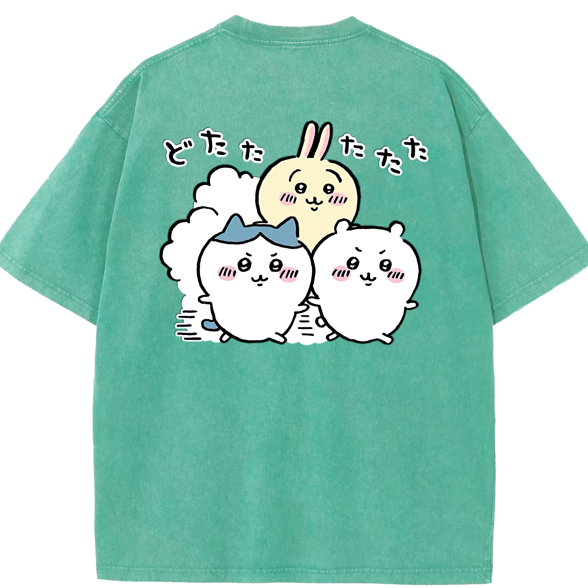 （画像用） ちいかわ ハチワレ Chii-kawa hachiware 綿100% ヴィンテージ風 半袖Tシャツ（背面プリント）